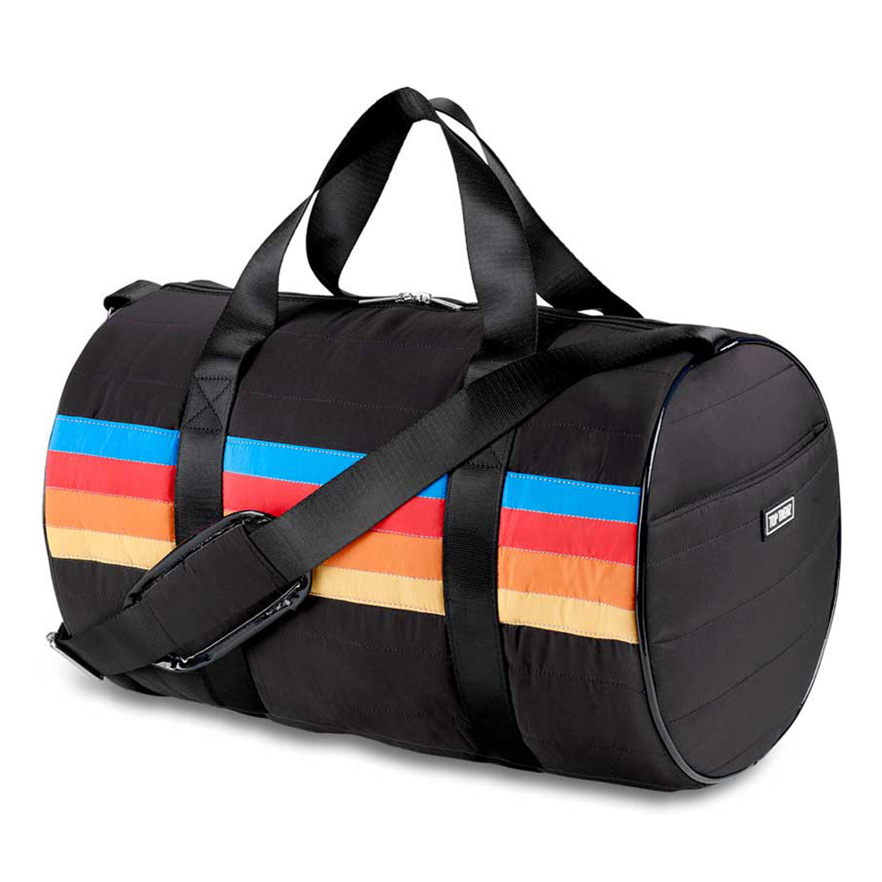 Puffer Duffle Bag With Retro Stripes